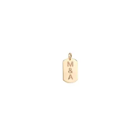 14k 2 Initial Letters Small Dog Tag Charm