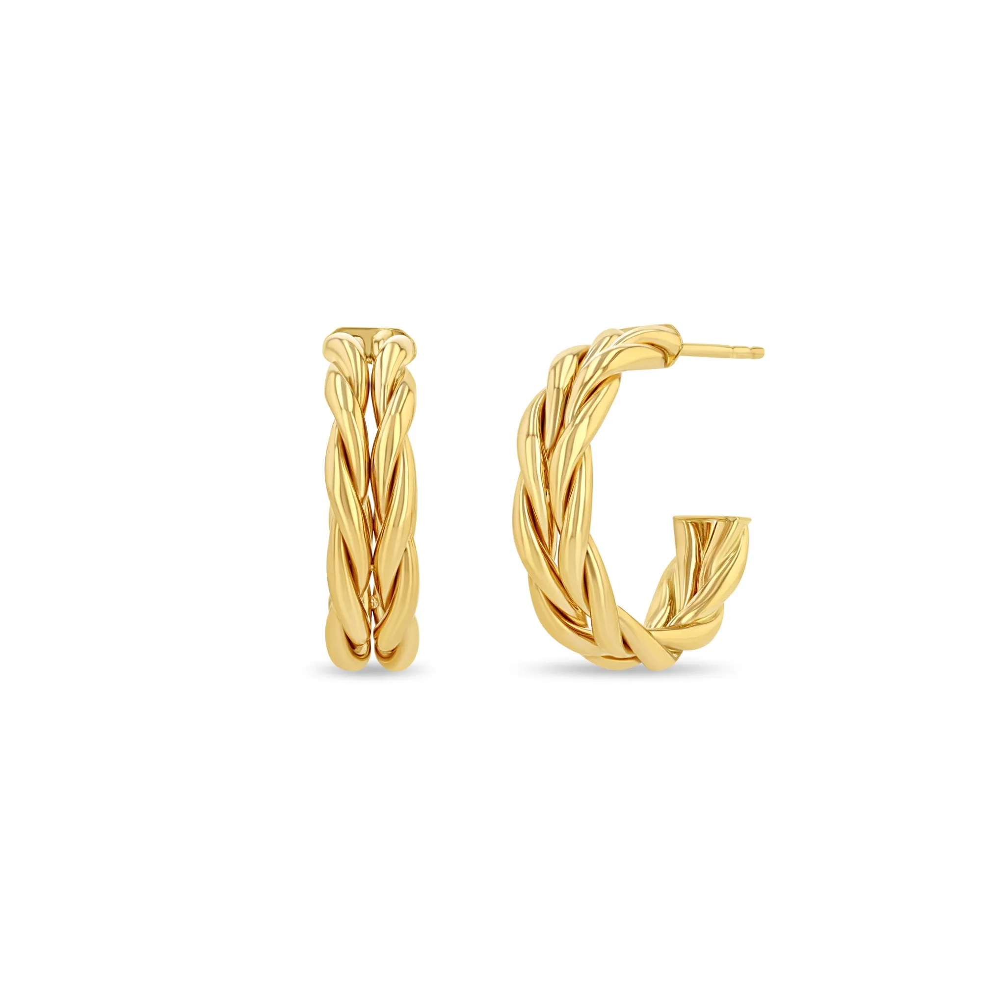 14k Gold Medium Braided Hoops