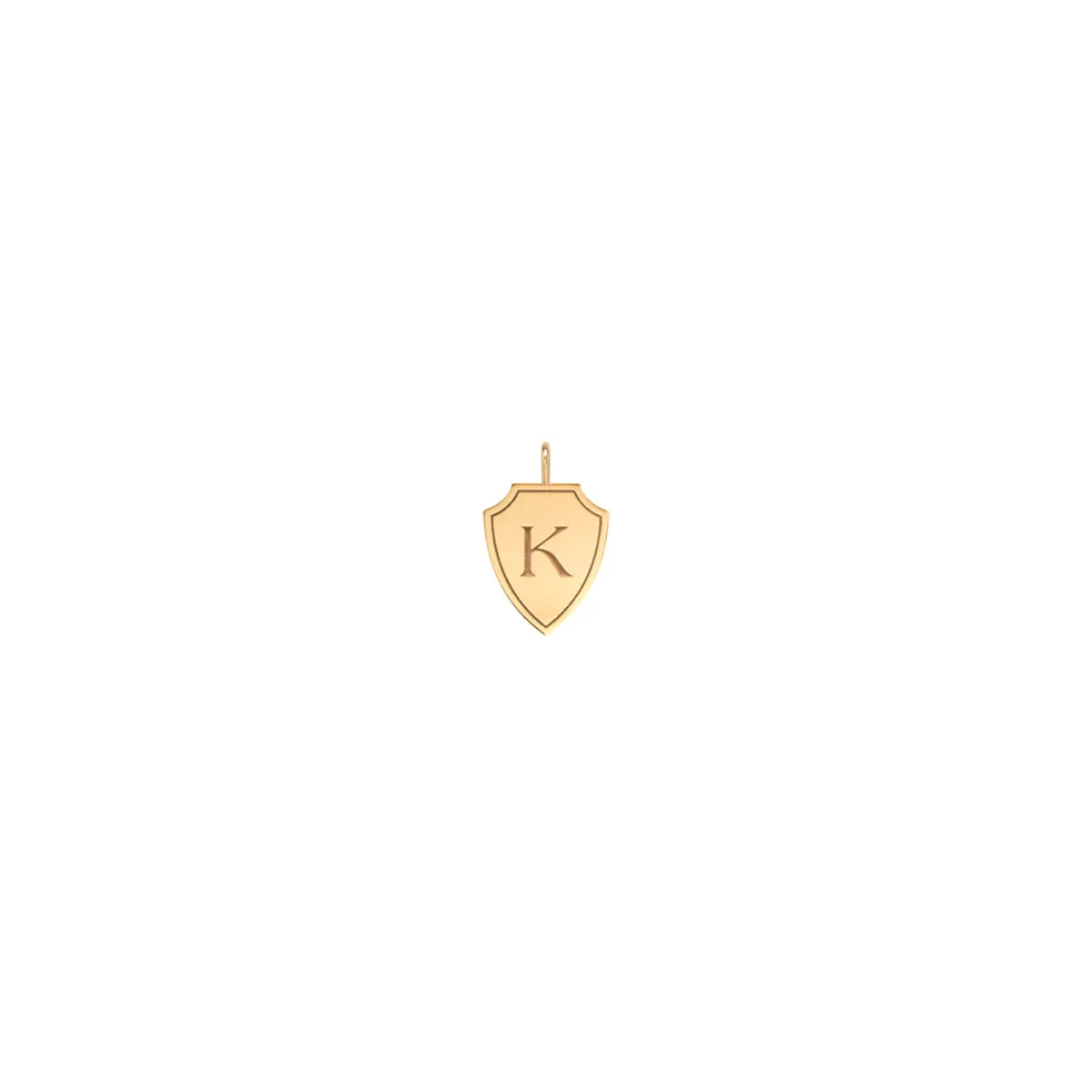 14k Initial Shield Charm Pendant