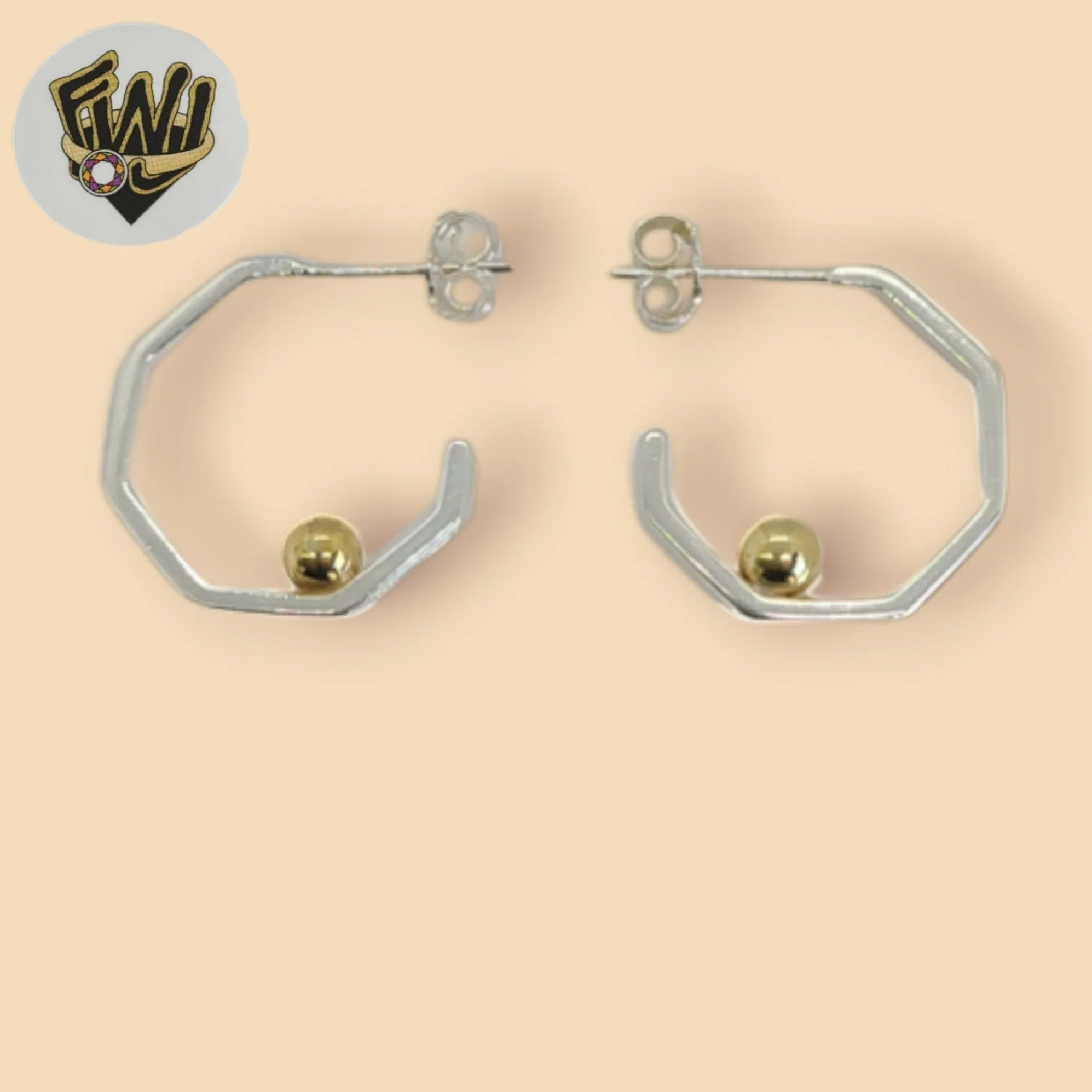 (2-4098) 925 Sterling Silver - Two Tones Half Hoops.