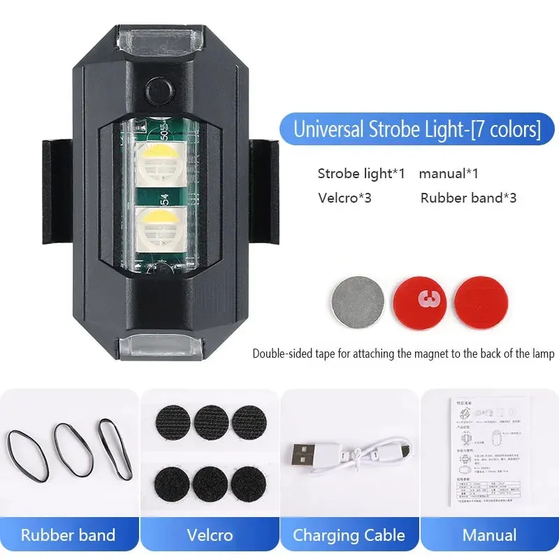 2 Pcs Set Multicolor LED Aircraft Light Strobe Light For Helmets Airplane Drone Light, IP54, Rechargeable