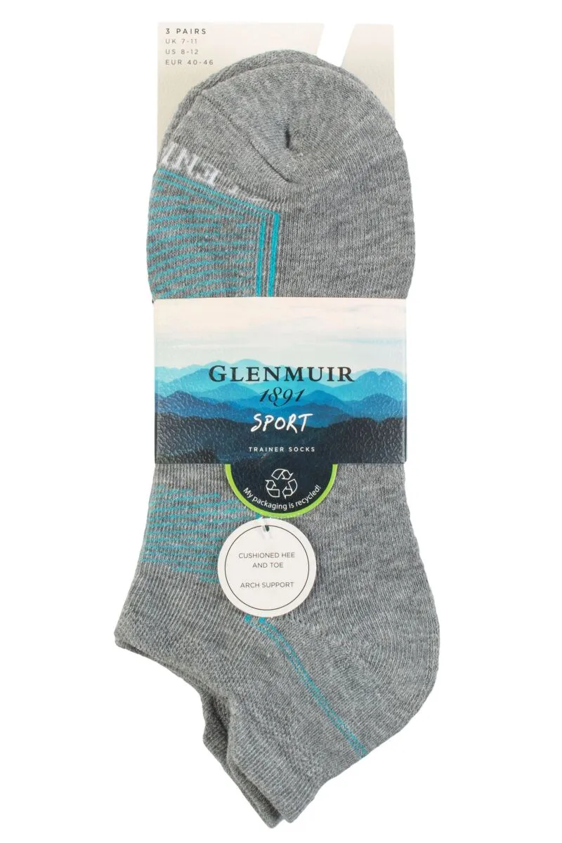 3 Pair Glenmuir Mens Trainer Socks