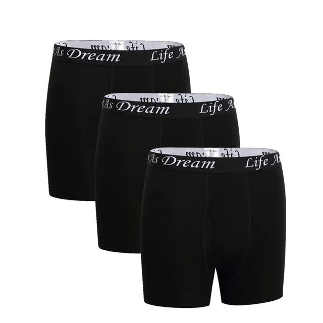 3Pcs/Lot Men's Comfortable Cotton Loose Boxer Shorts with Patchwork