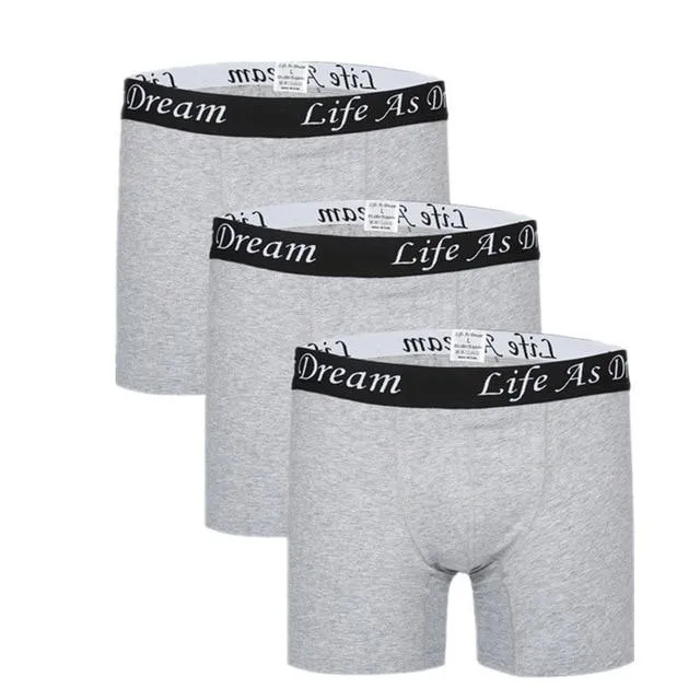 3Pcs/Lot Men's Comfortable Cotton Loose Boxer Shorts with Patchwork