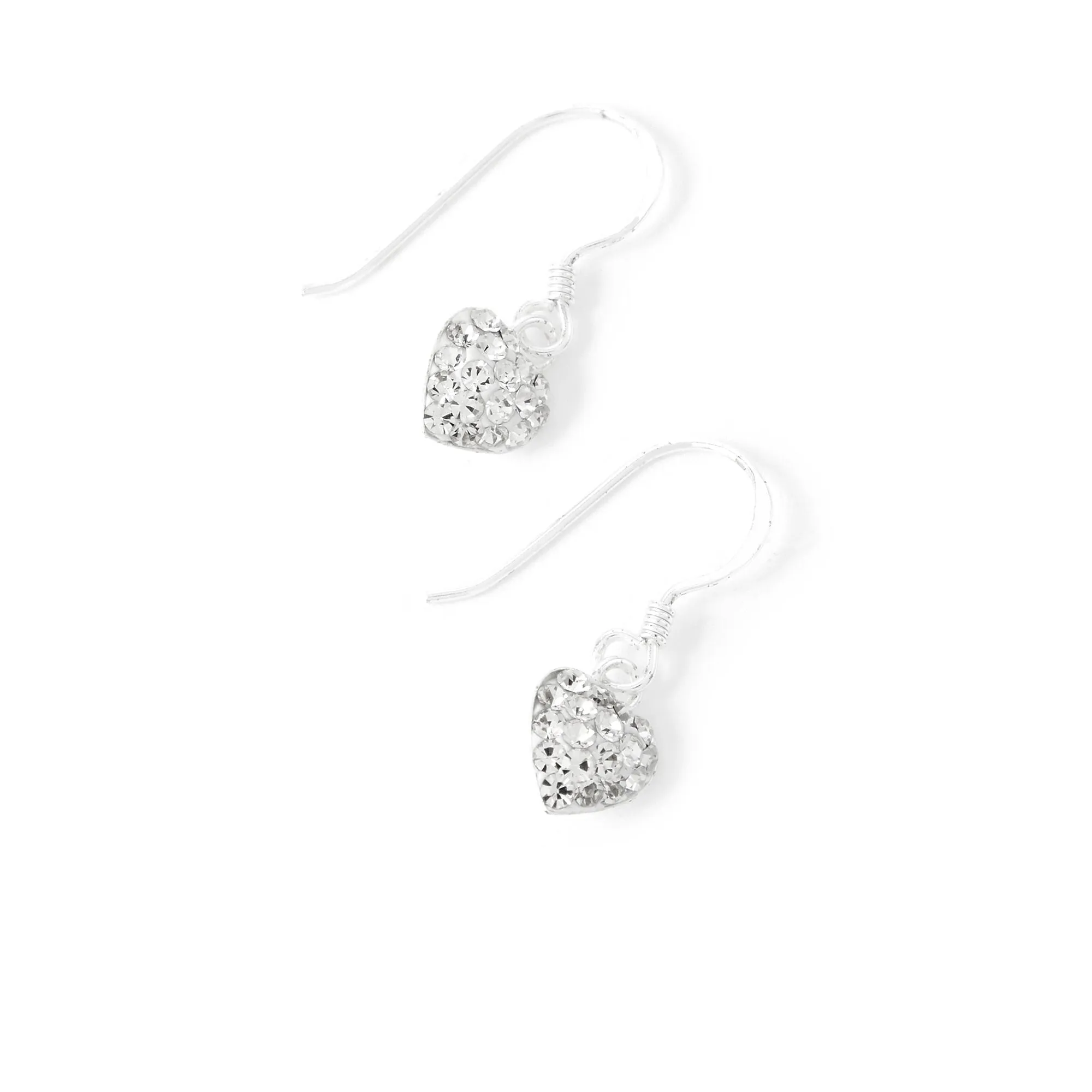 925 Pure Sterling Silver Pave Heart Short Drop Earring For Women