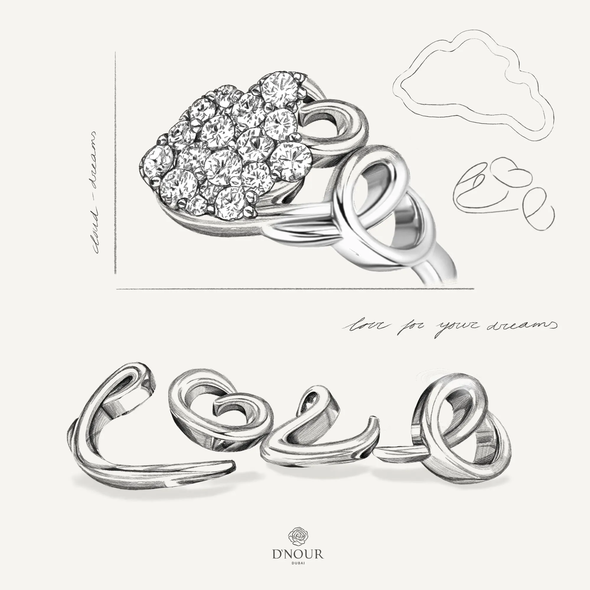 Allusia Love Detailed 18K Whitegold Ring