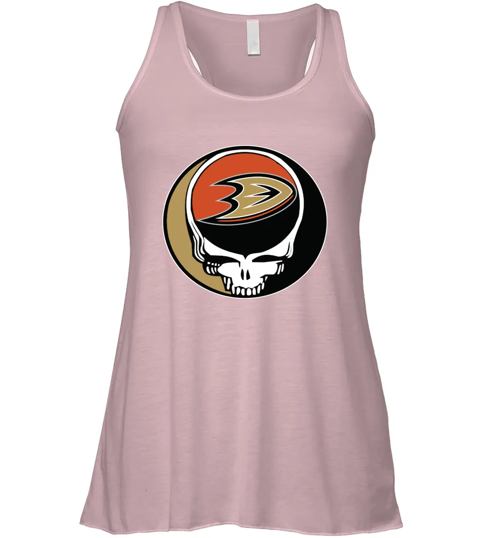 Anaheim Ducks Grateful Dead Steal Your Face Hockey NHL Womens Racerback Tank Top