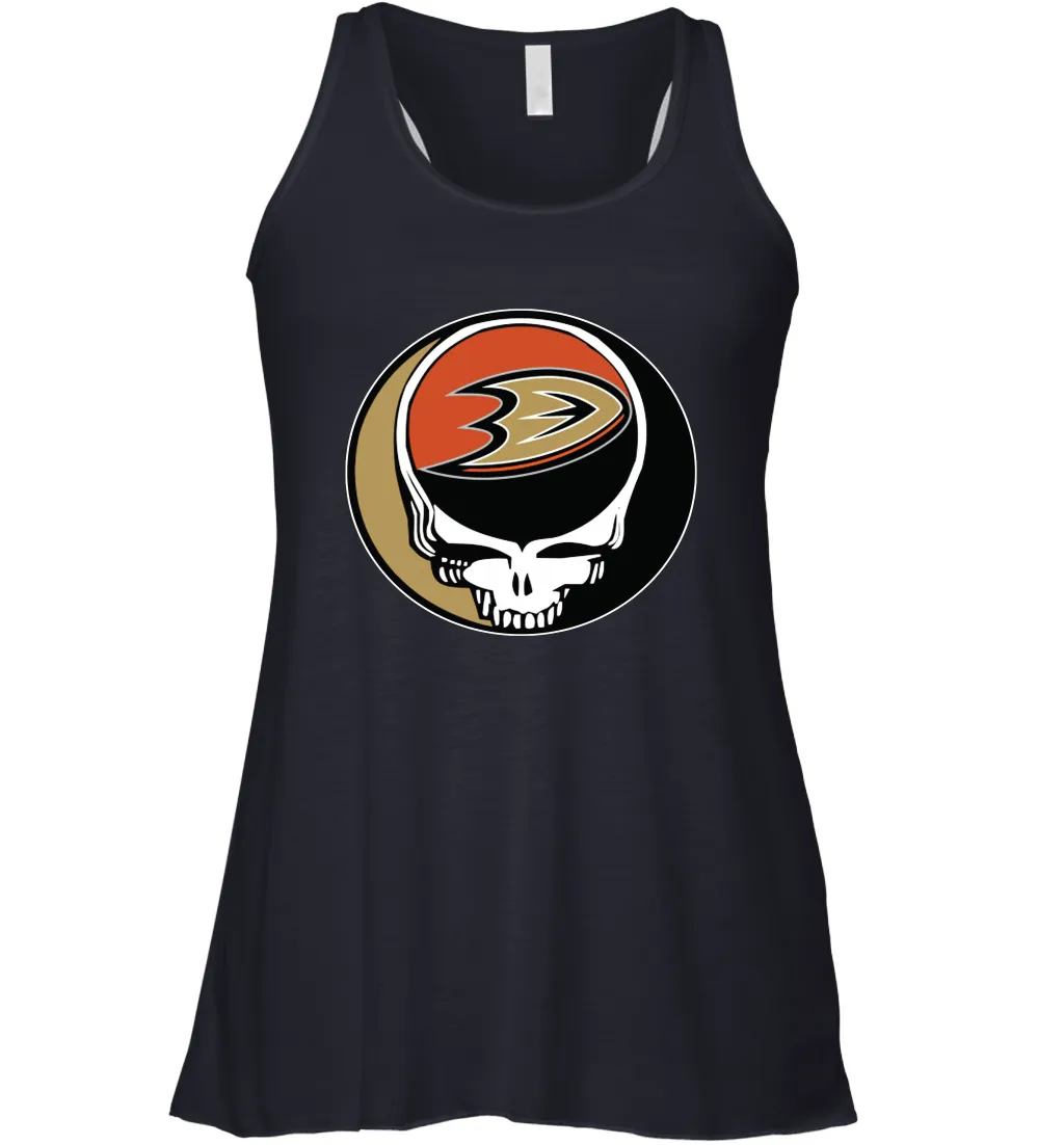 Anaheim Ducks Grateful Dead Steal Your Face Hockey NHL Womens Racerback Tank Top