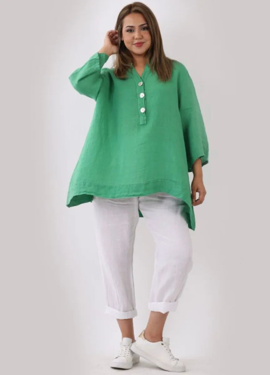 Anne   Kate Italian Bell Sleeves Linen Top 14-20