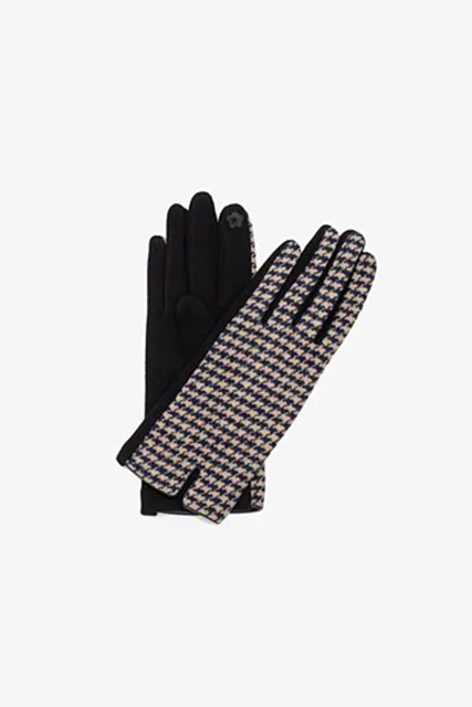 Antler Gloves Houndstooth Navy Taupe