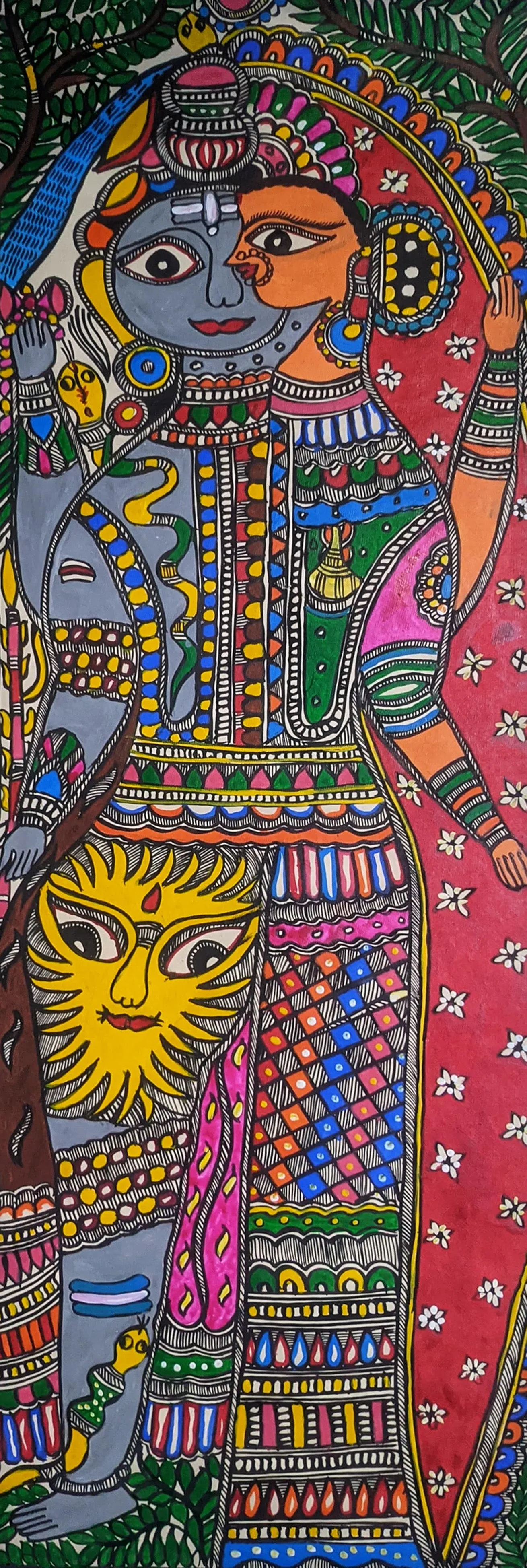 Ardhanareshwar in Madhubani by Ambika Devi