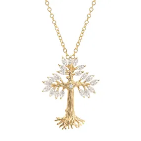 Armenian Tree of Life 33mm Cross Pendant Necklace with Diamonds