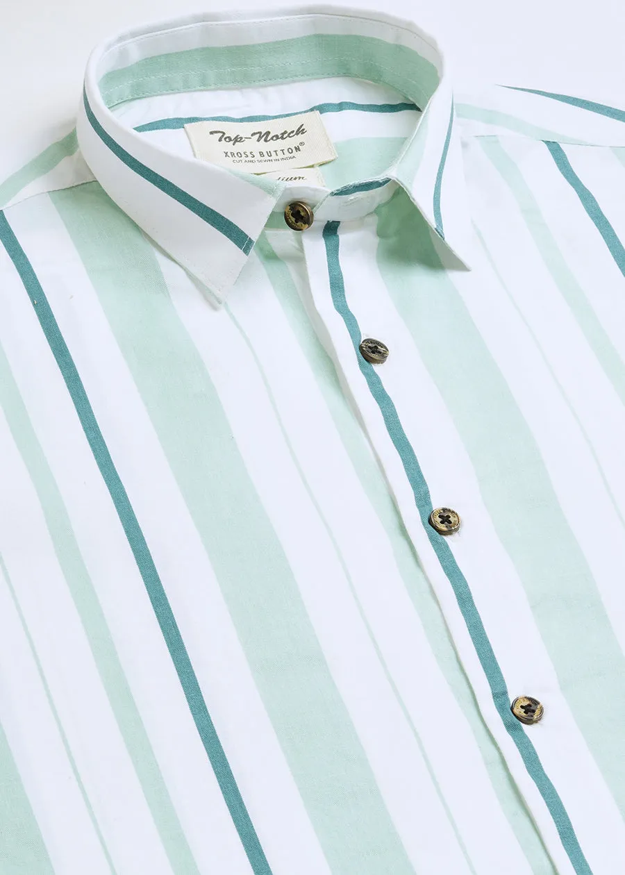 Attrayant Green Stripes Mens Shirt