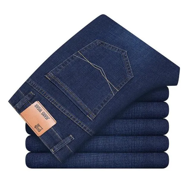 Autumn Casual Men's Cotton Stretch Loose Fit Denim Baggy Business Jeans