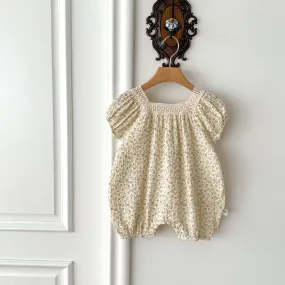 Baby Floral Cotton Linen Romper