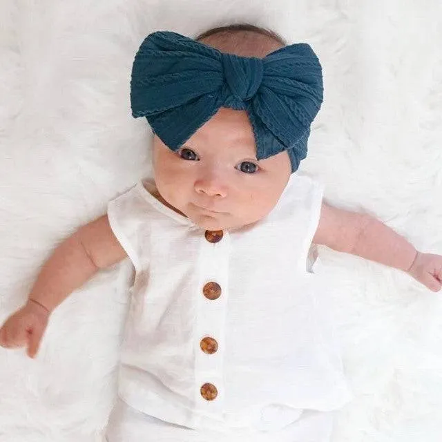 Baby Top Knot Double Bow Headband Cherry