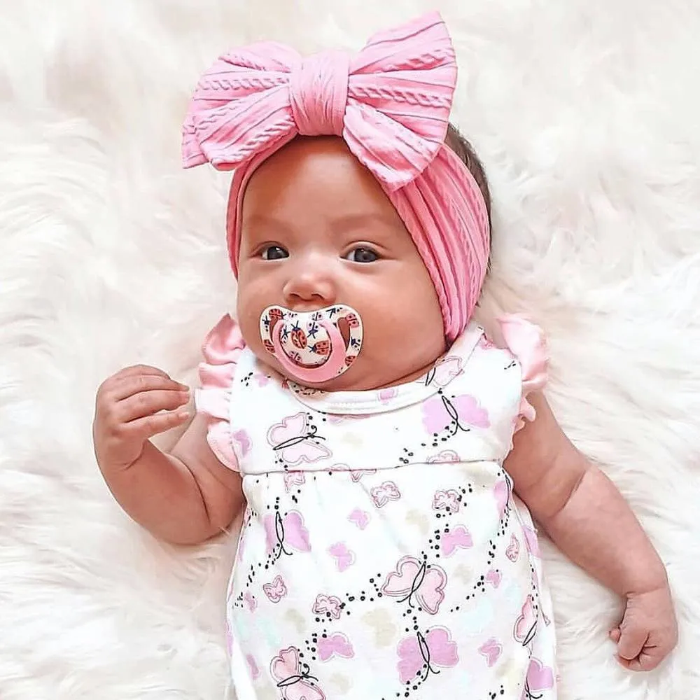 Baby Top Knot Double Bow Headband White