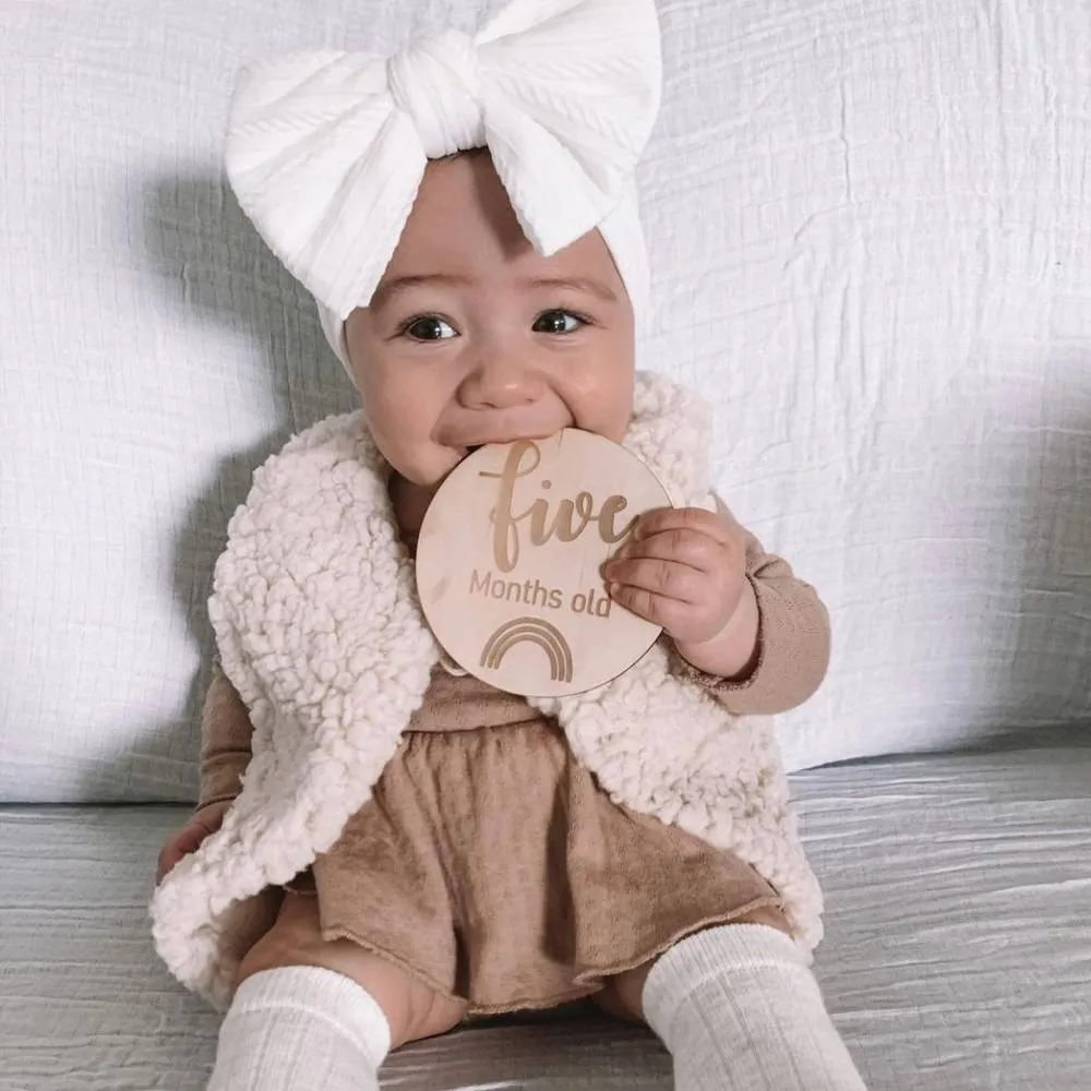 Baby Top Knot Double Bow Headband White