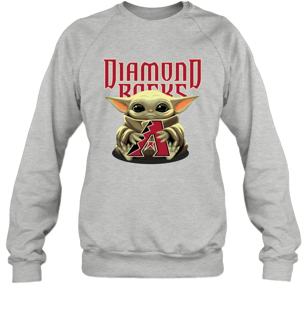 Baby Yoda Hugs Loves The Arizona Diamondbacks Baseball Adult Sweatshirt