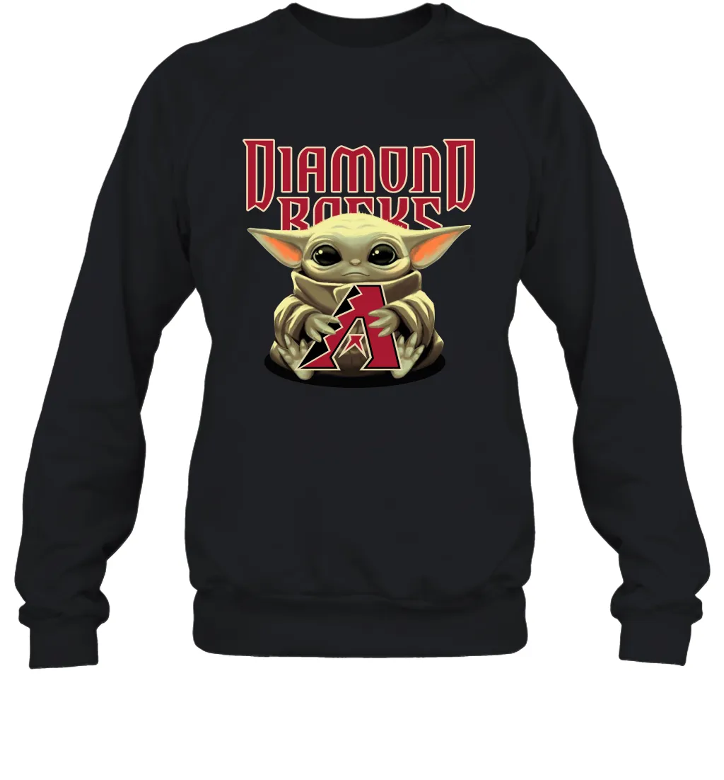 Baby Yoda Hugs Loves The Arizona Diamondbacks Baseball Adult Sweatshirt