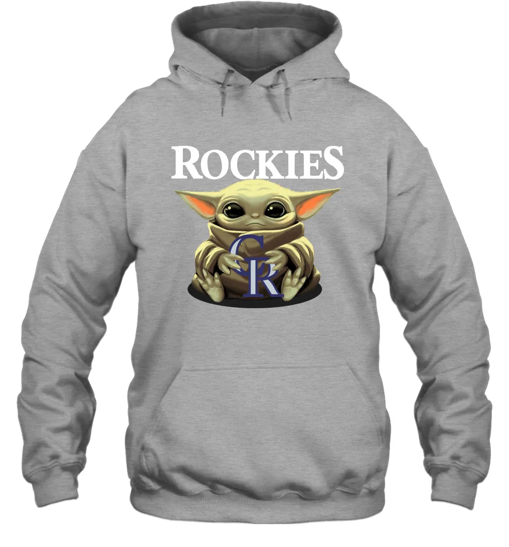 Baby Yoda Hugs Loves The Colorado Rockies Baseball Adult Hoodie Sweatshirt