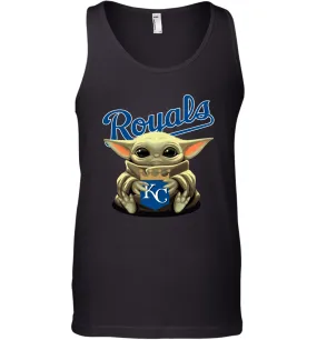 Baby Yoda Hugs Loves The Kansas City Royals Baseball Mens Tank Top