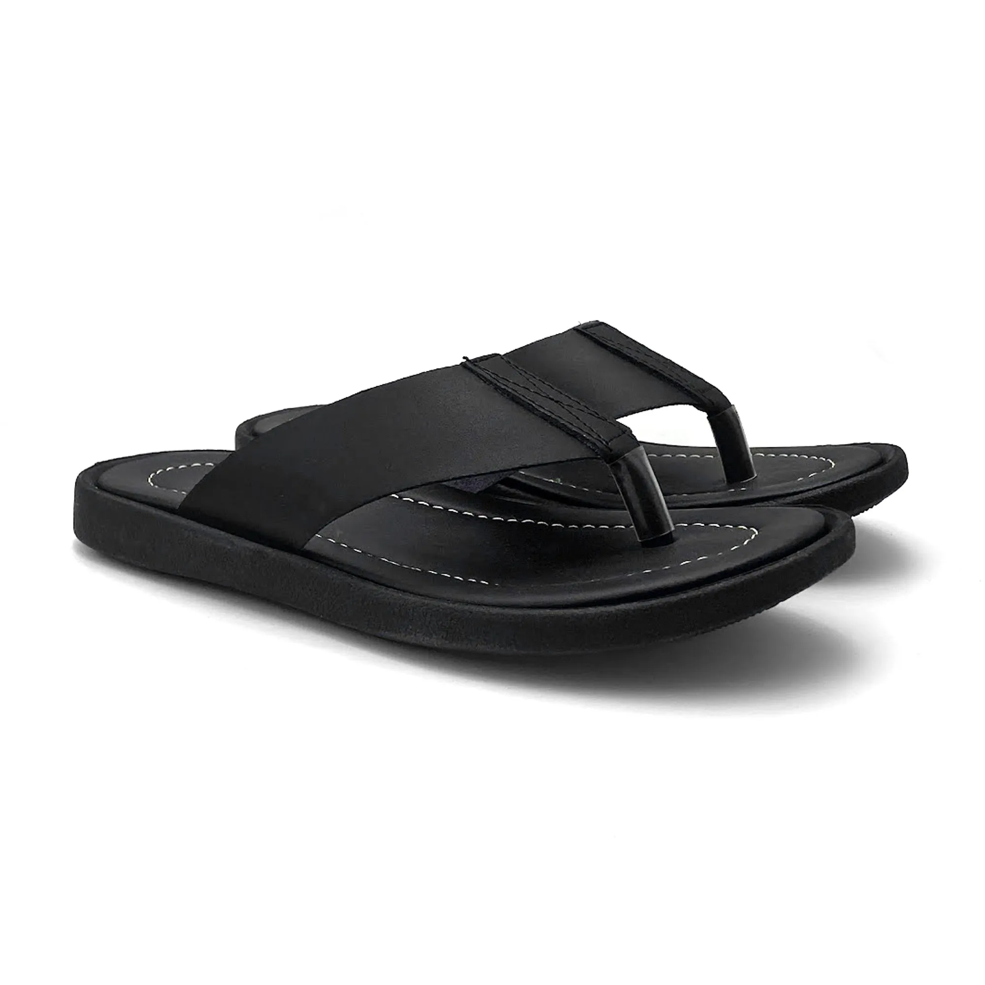 Black Cross Leather Slippers