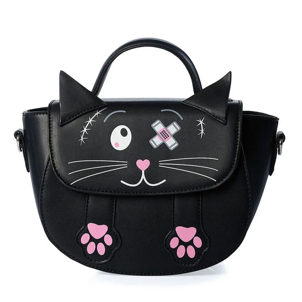 Black Printed Cat Handbag