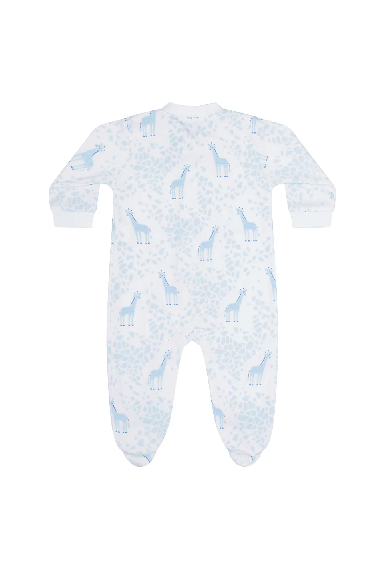 Blue Giraffe Print Zipper Footie