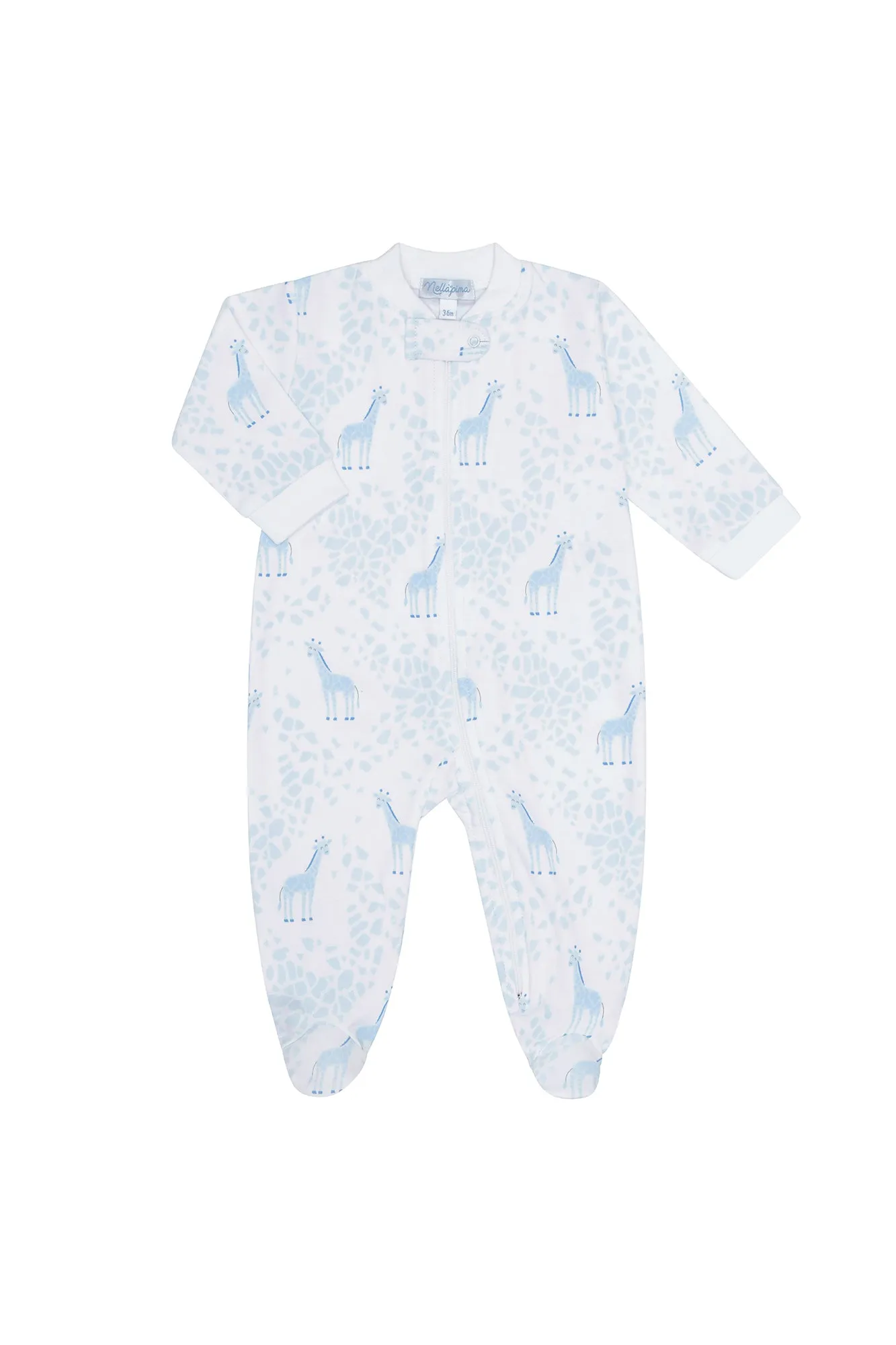 Blue Giraffe Print Zipper Footie