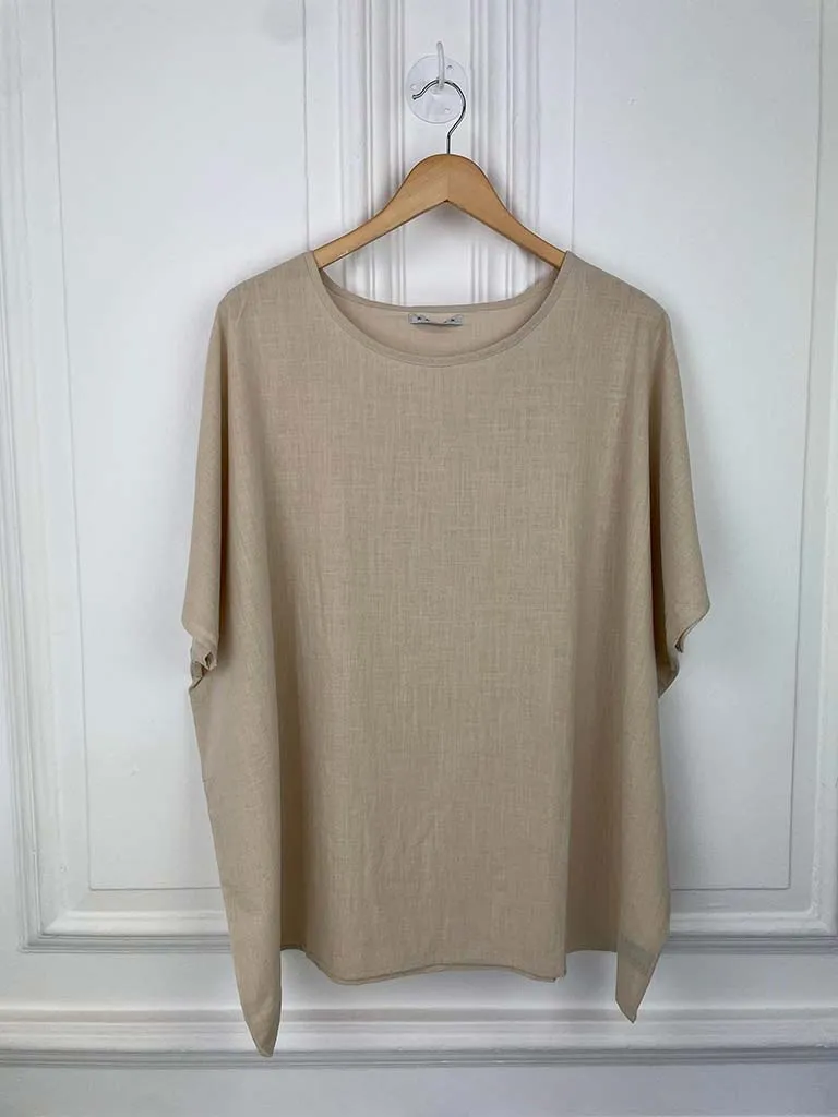 Boxy Cotton Tee - Stone