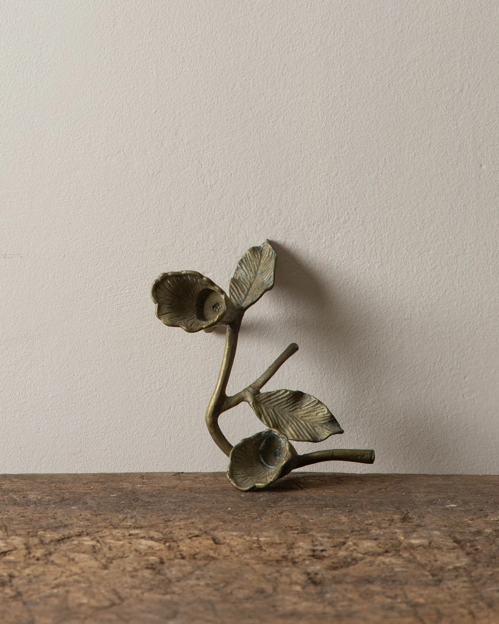 Brass Bud & Vine Candle Holder