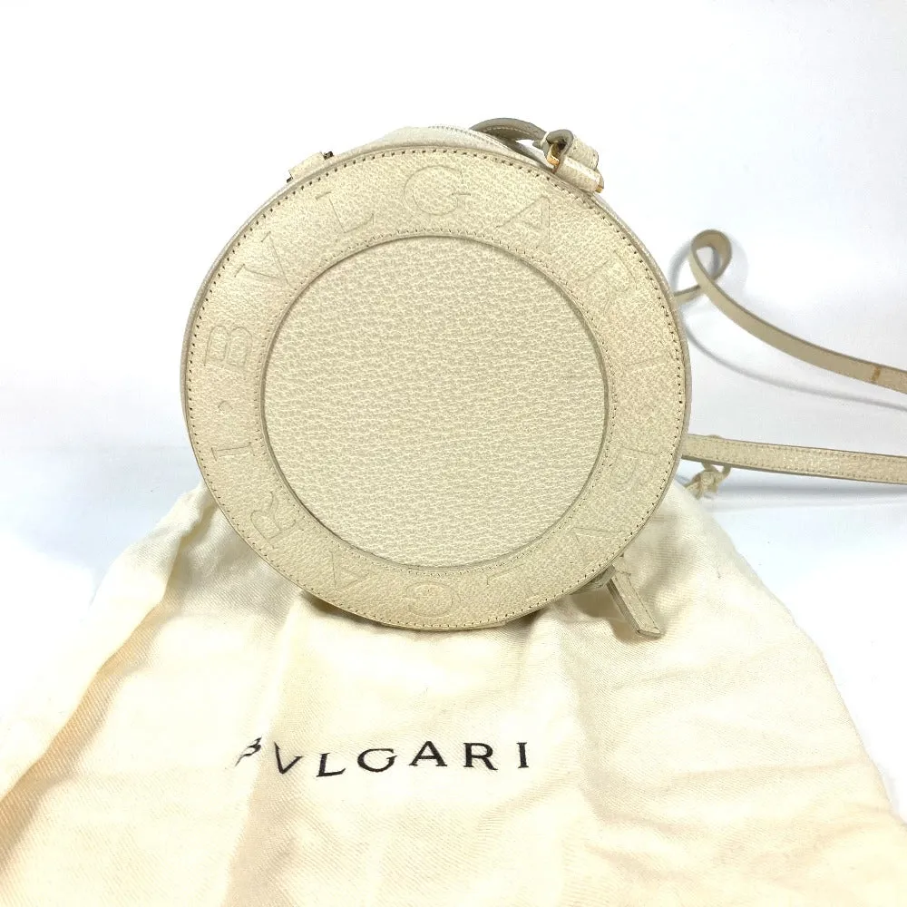 BVLGARI Shoulder Bag leather Ivorytype logo Pochette Women Used Authentic