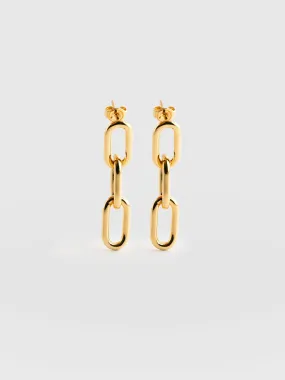 Cable Chain Drop Earrings - Gold