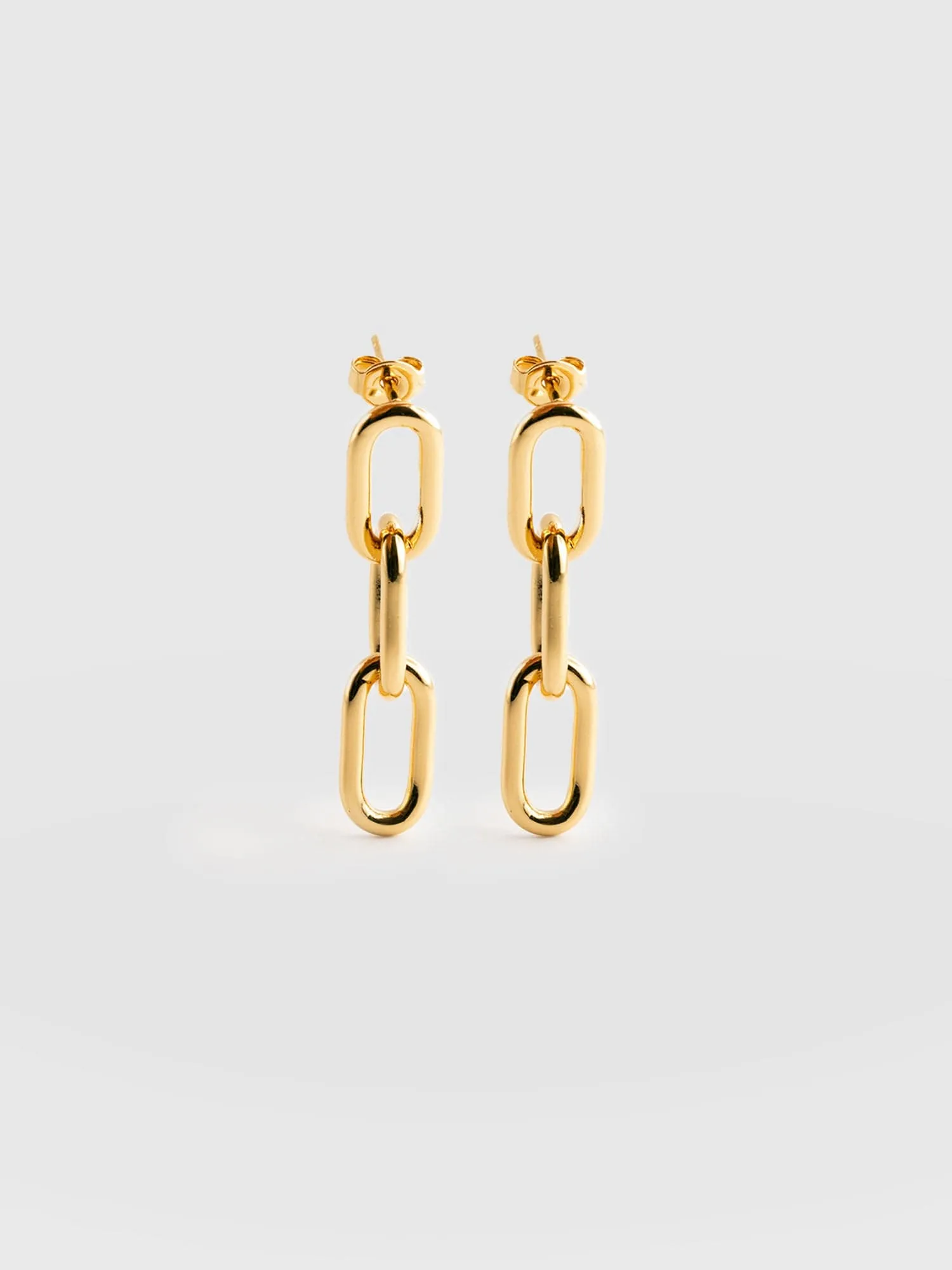 Cable Chain Drop Earrings - Gold