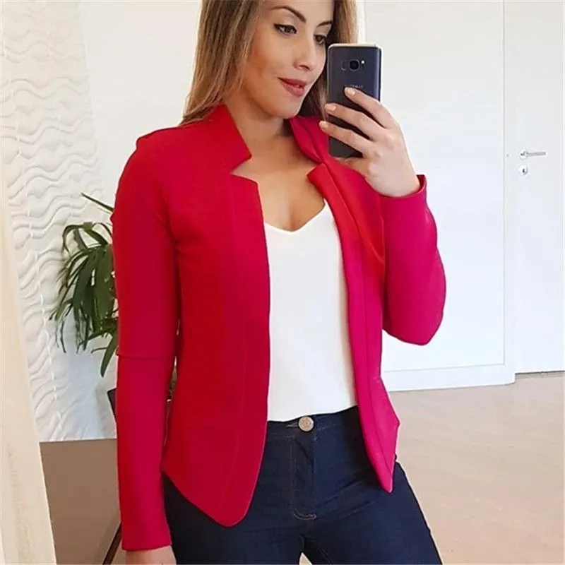 Casual Regular Fit Band Collar Blazer Suit Jacket Autumnal Clothes