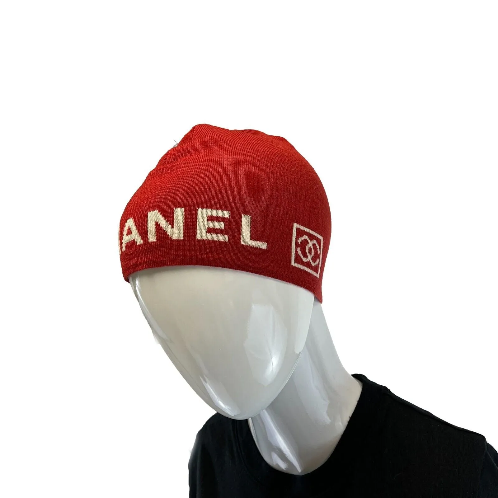 CHANEL - 2000s CC Sports Knitted Beanie - Red - One Size - Hat