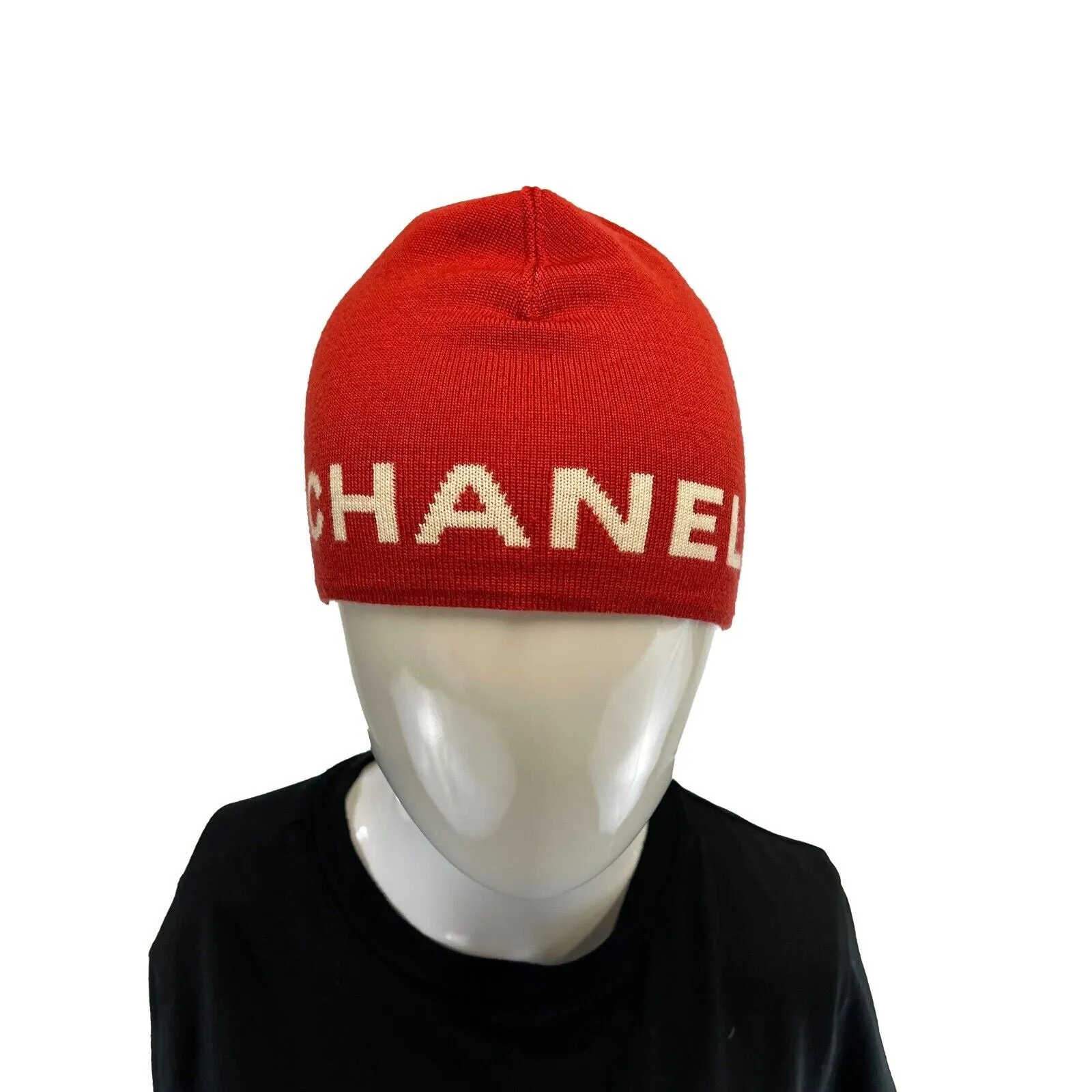 CHANEL - 2000s CC Sports Knitted Beanie - Red - One Size - Hat