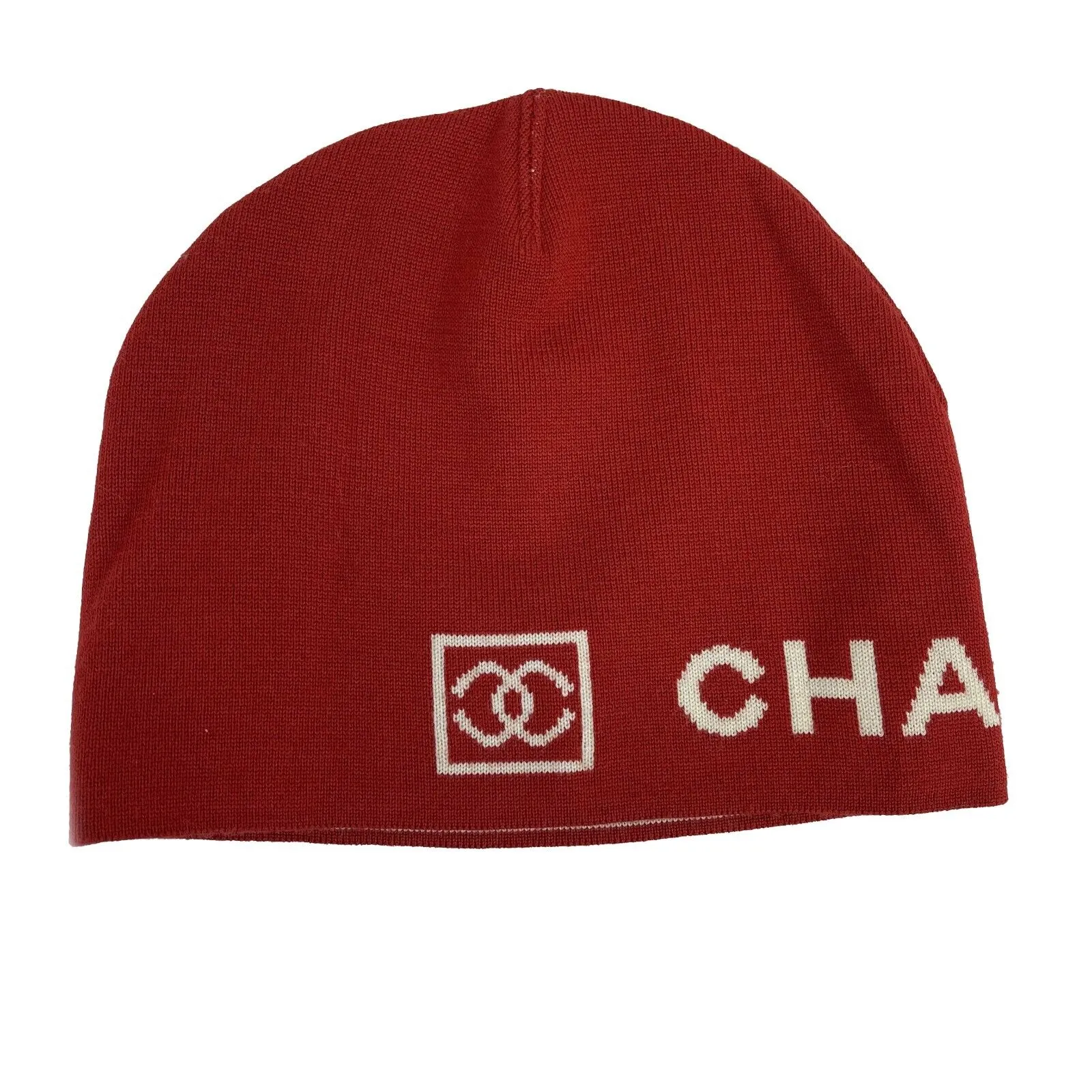 CHANEL - 2000s CC Sports Knitted Beanie - Red - One Size - Hat