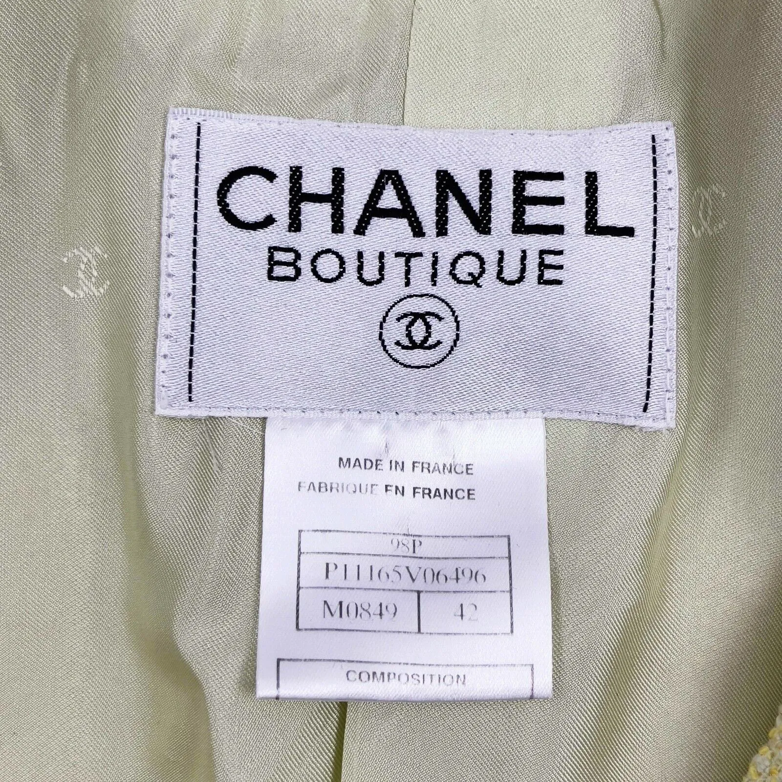 Chanel - Vintage 98P Blazer - Single Breasted Pastel Chartreuse - 42 - US Large