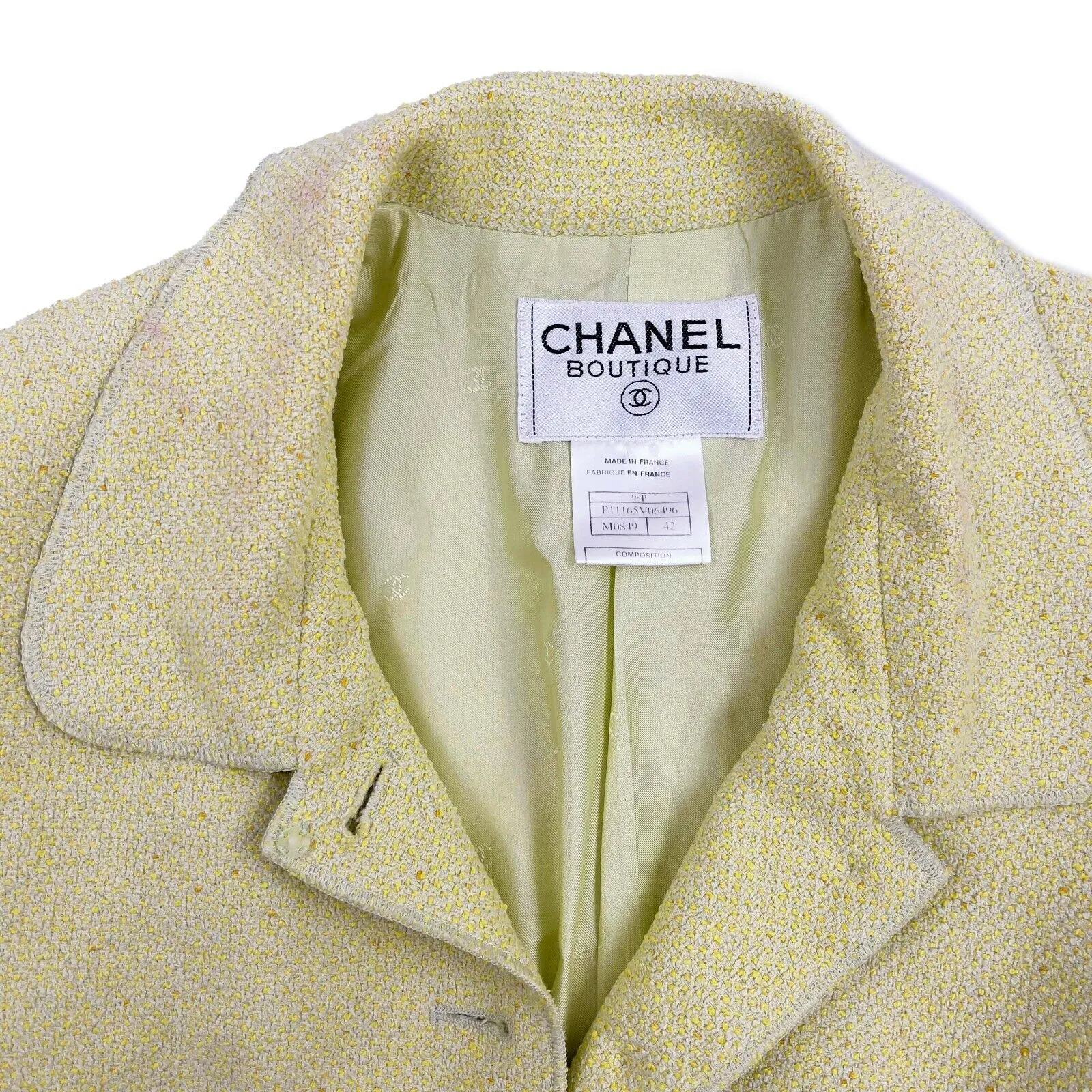 Chanel - Vintage 98P Blazer - Single Breasted Pastel Chartreuse - 42 - US Large