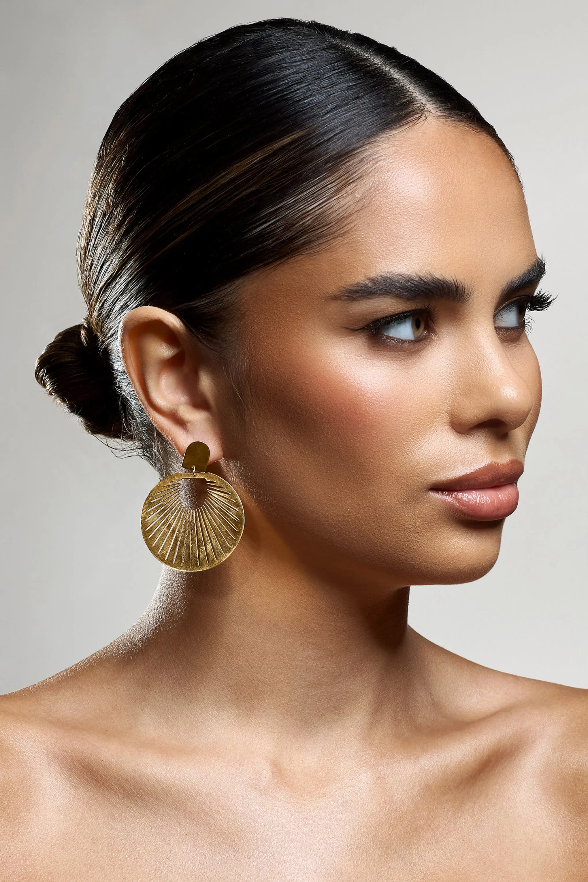 Cheryl | Gold Round Drop Earrings