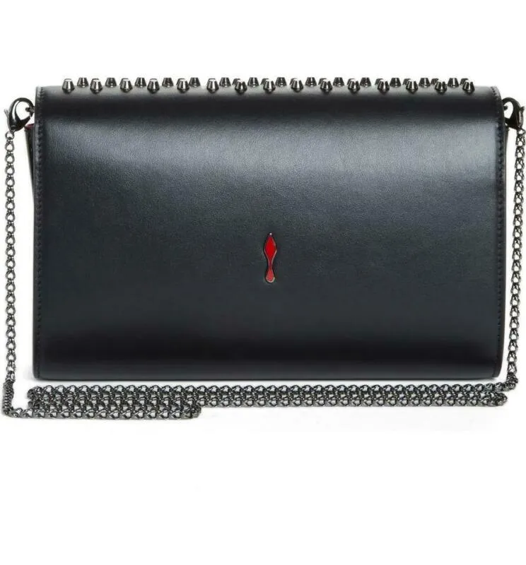 Christian Louboutin Clutch Paloma Spike Black Leather Shoulder Bag