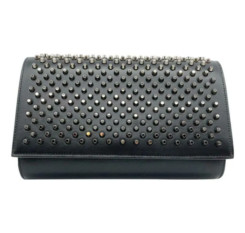 Christian Louboutin Clutch Paloma Spike Black Leather Shoulder Bag