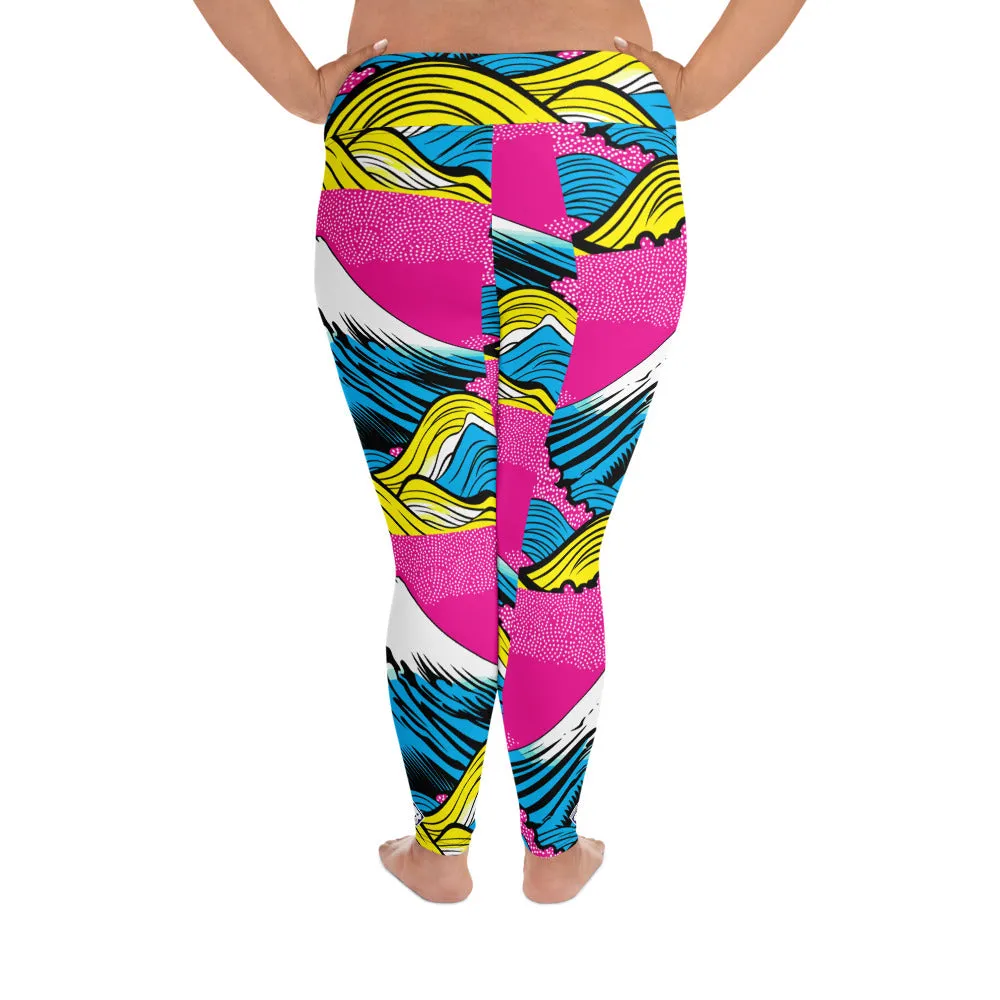 Colorful and Vibrant Roy Lichtenstein Mt Fuji Yoga Plus Sized Pants for Women 001