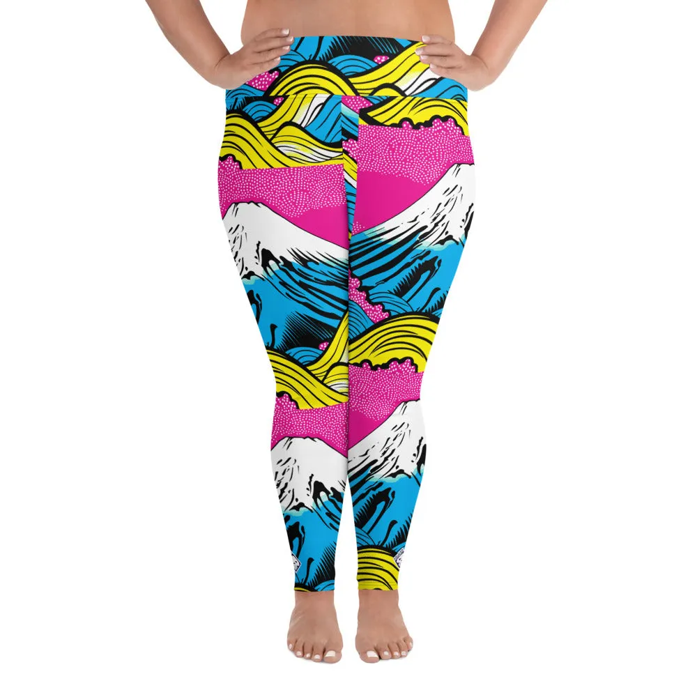 Colorful and Vibrant Roy Lichtenstein Mt Fuji Yoga Plus Sized Pants for Women 001