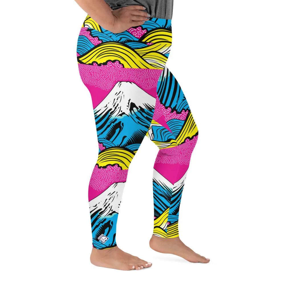 Colorful and Vibrant Roy Lichtenstein Mt Fuji Yoga Plus Sized Pants for Women 001