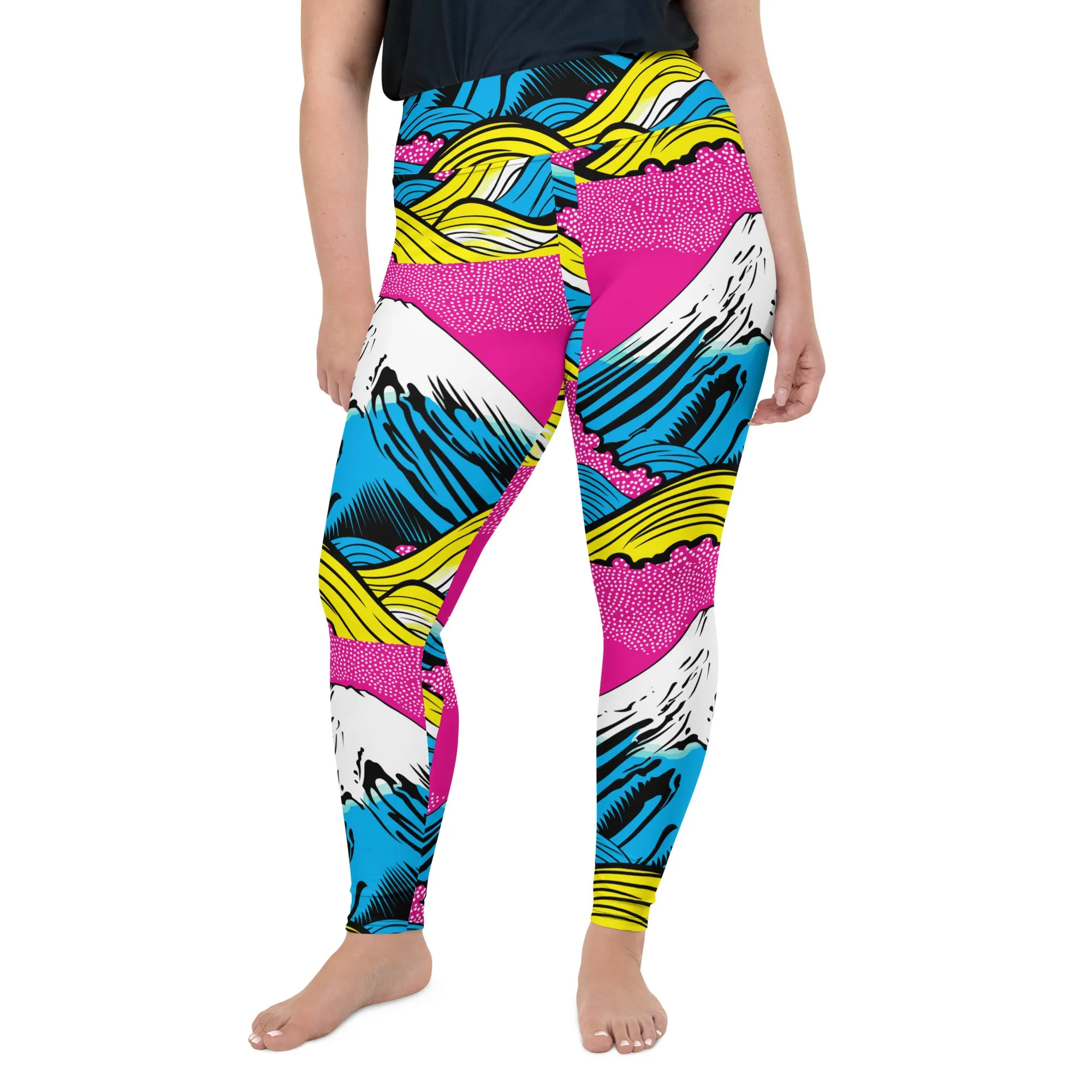 Colorful and Vibrant Roy Lichtenstein Mt Fuji Yoga Plus Sized Pants for Women 001