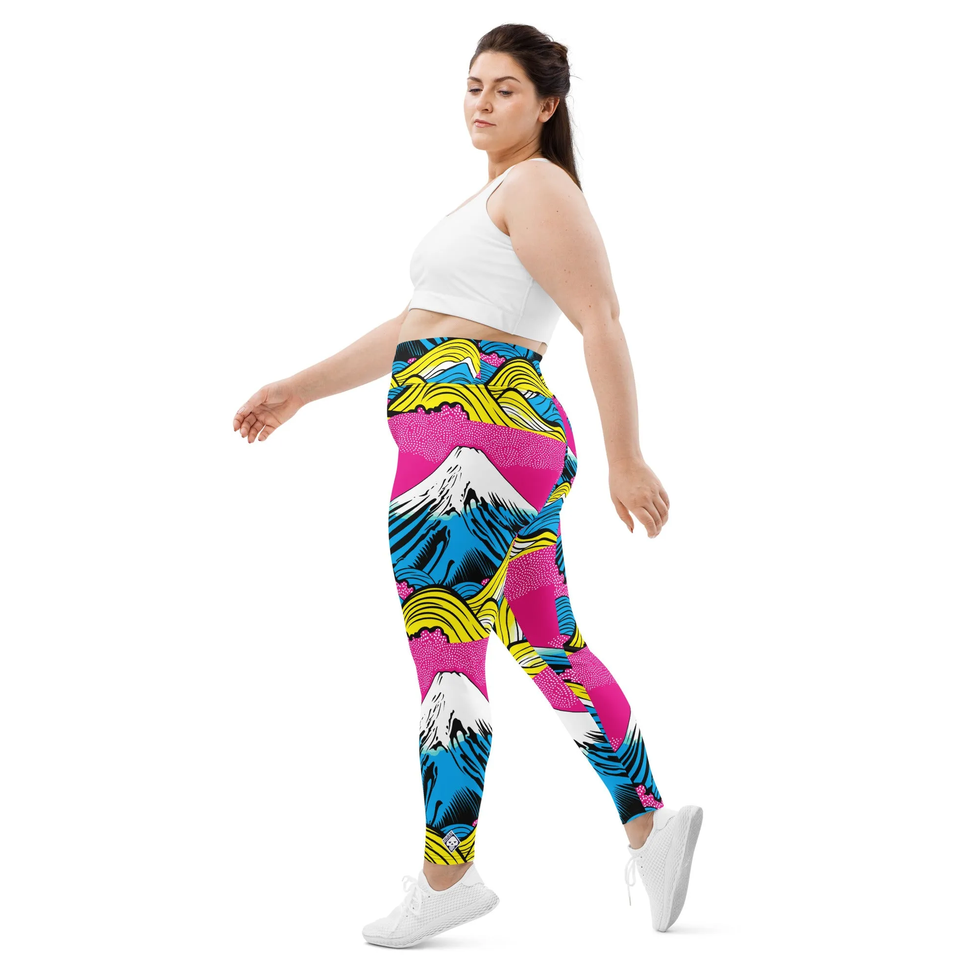 Colorful and Vibrant Roy Lichtenstein Mt Fuji Yoga Plus Sized Pants for Women 001