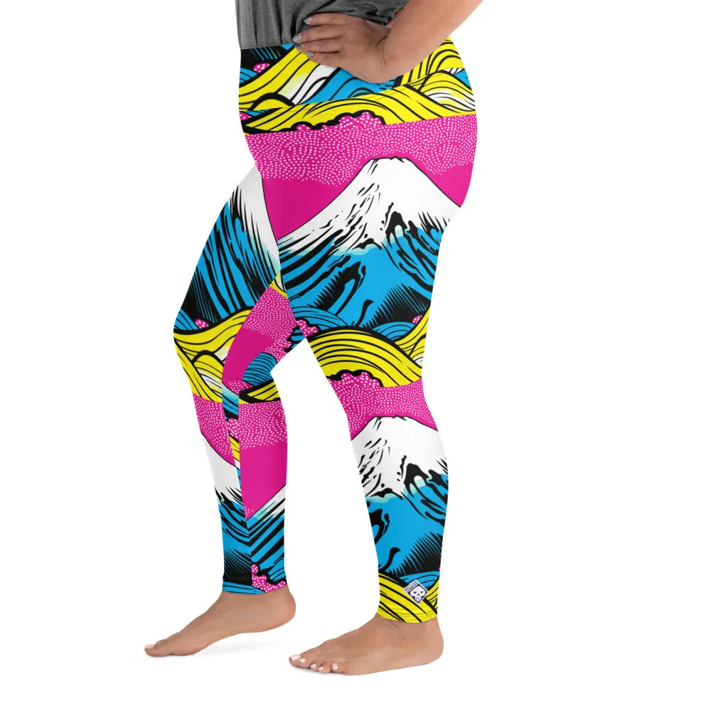 Colorful and Vibrant Roy Lichtenstein Mt Fuji Yoga Plus Sized Pants for Women 001